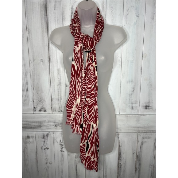 Tommy Bahama Accessories - TOMMY BAHAMA BLACK WHITE RED TROPICAL FLORAL BEACH COASTAL SCARF SHAWL 24"x76"